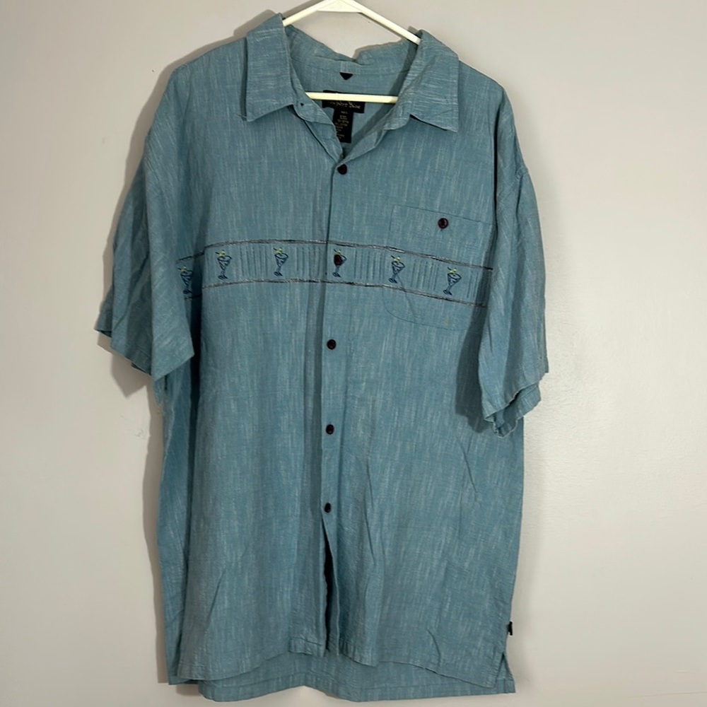 Newport Blue Martini Hawaiian Short Sleeve Button-Up Shirt size XXL 18–18.5